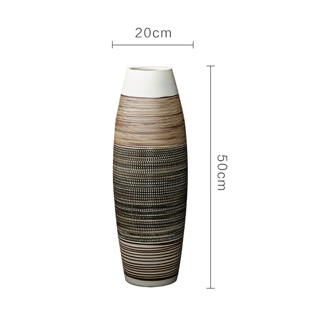 Brown Stripe Ceramic Floor Vase