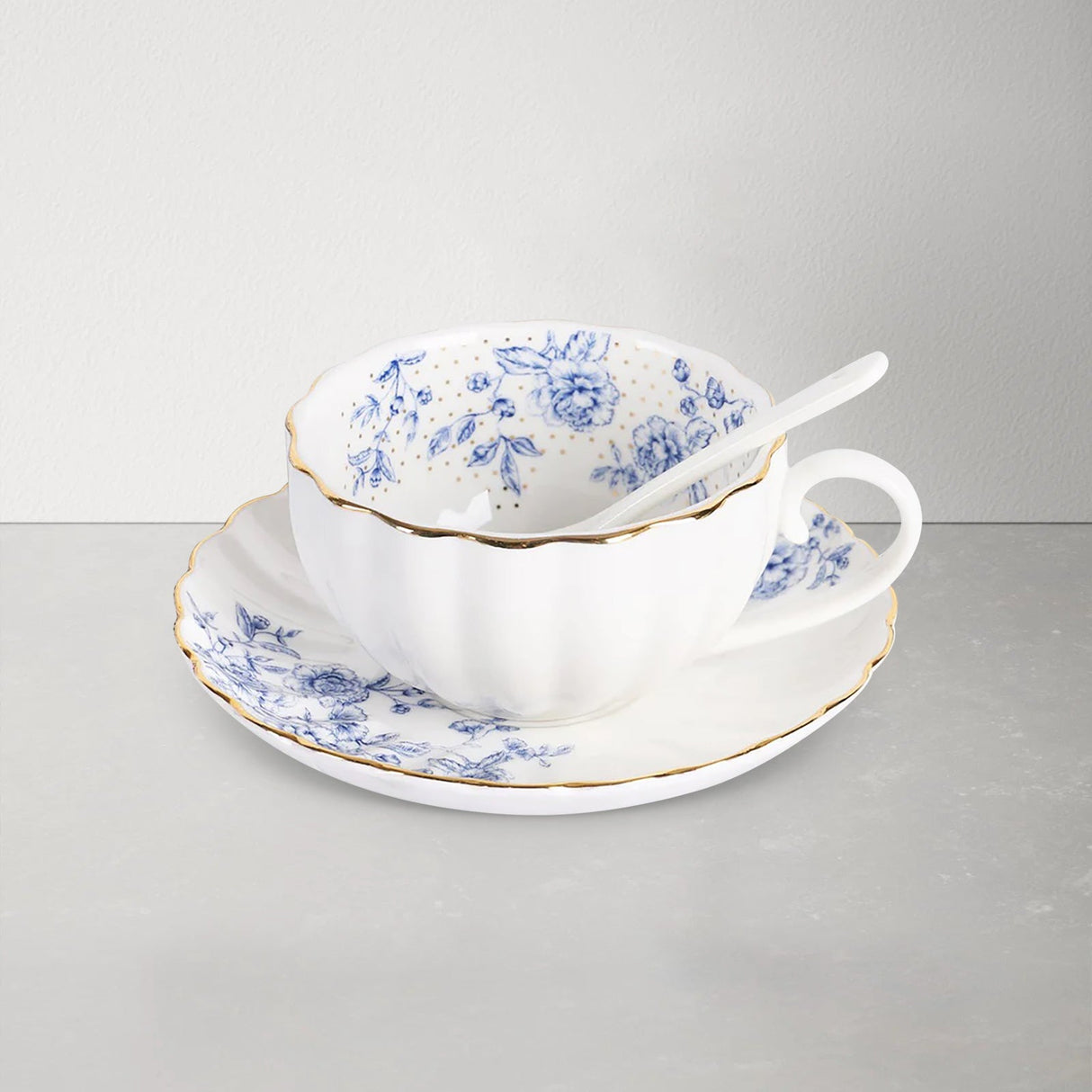 Blue Rose Porcelain Coffee Cup