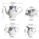 15 Pieces Blue Flowers Porcelain Tea Set