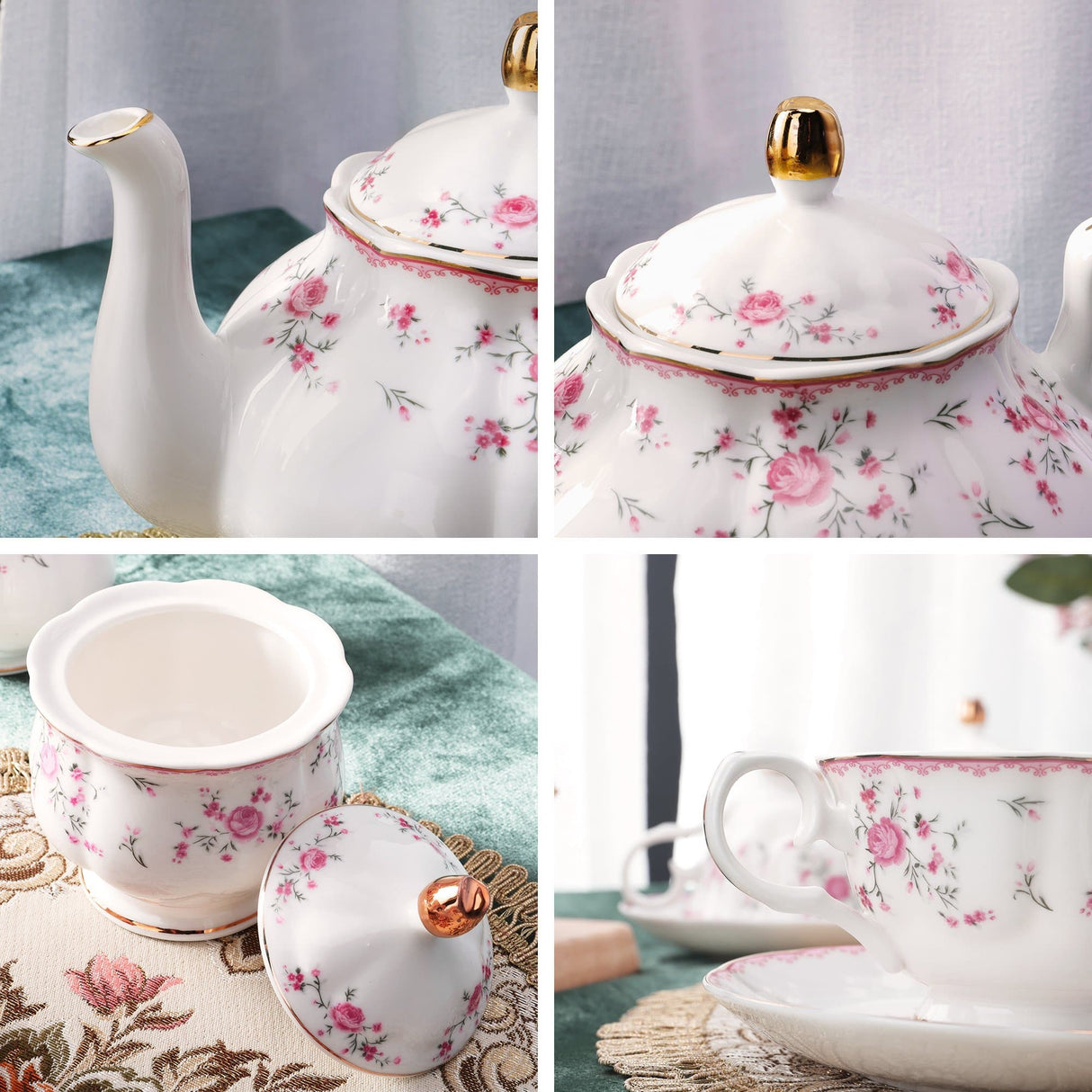 Blue Flowers Porcelain Tea Set