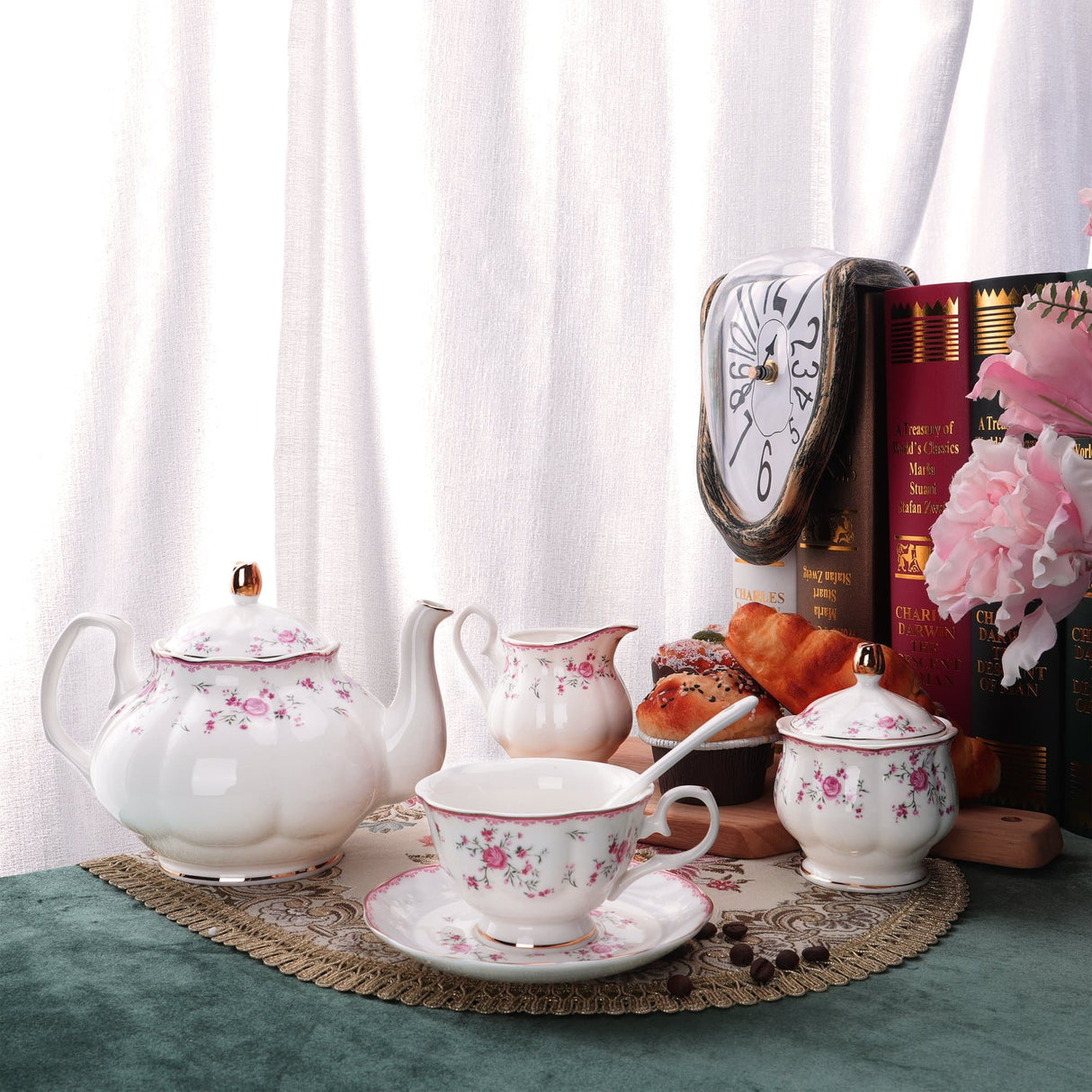 Blue Flowers Porcelain Tea Set