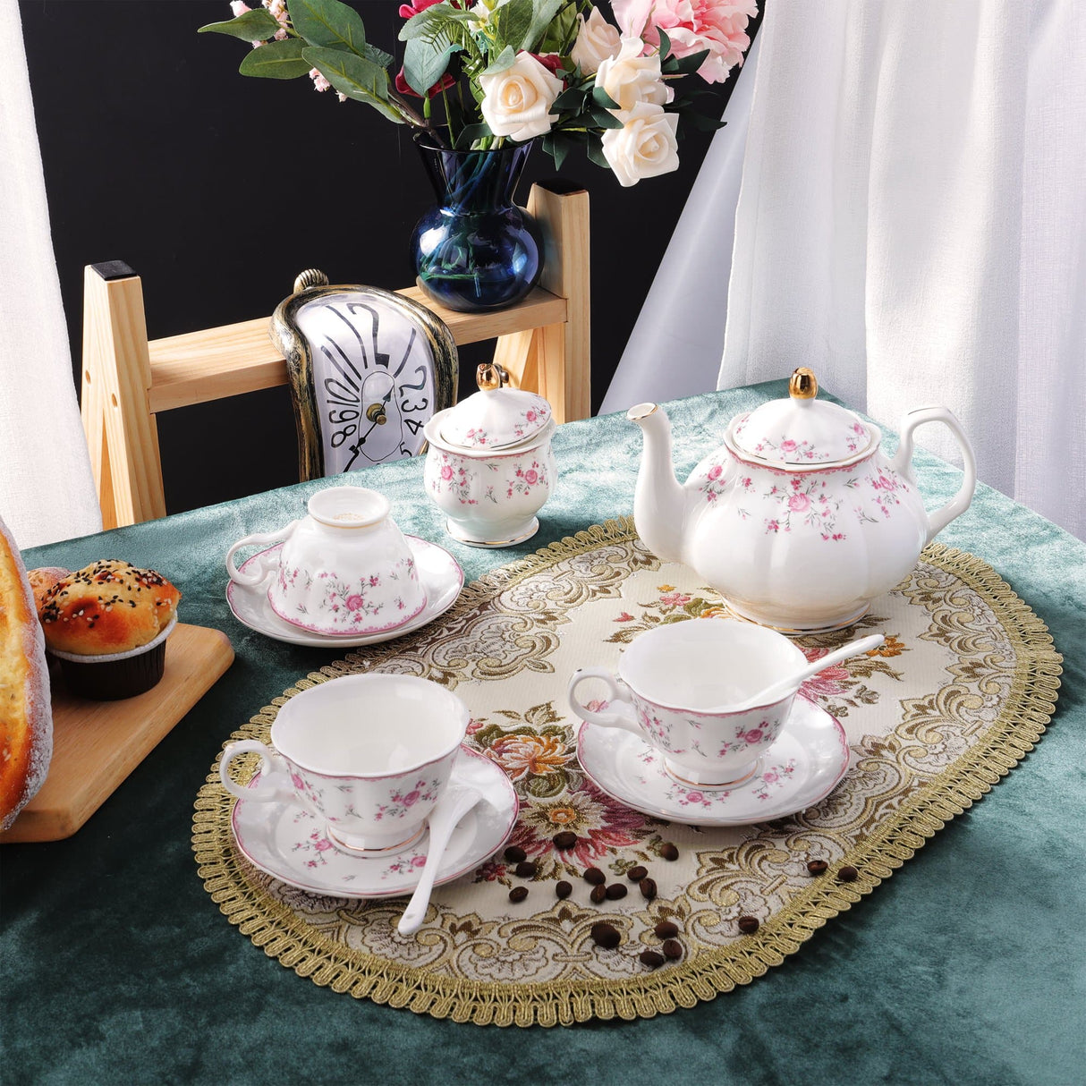 Blue Flowers Porcelain Tea Set