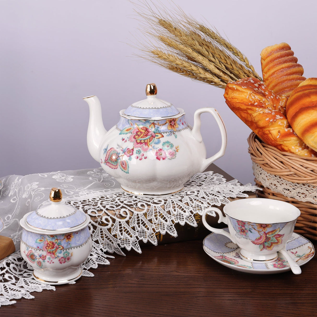 Blue Flowers Porcelain Tea Set