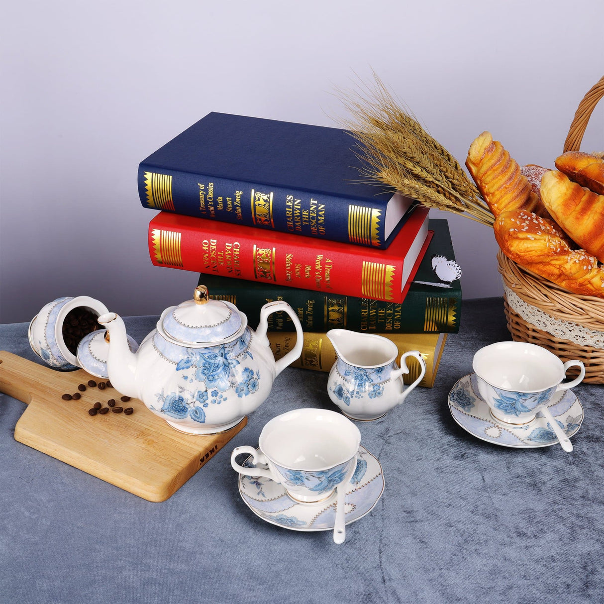 Blue Flowers Porcelain Tea Set