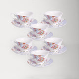 Purple Floral Coffee Cups Set