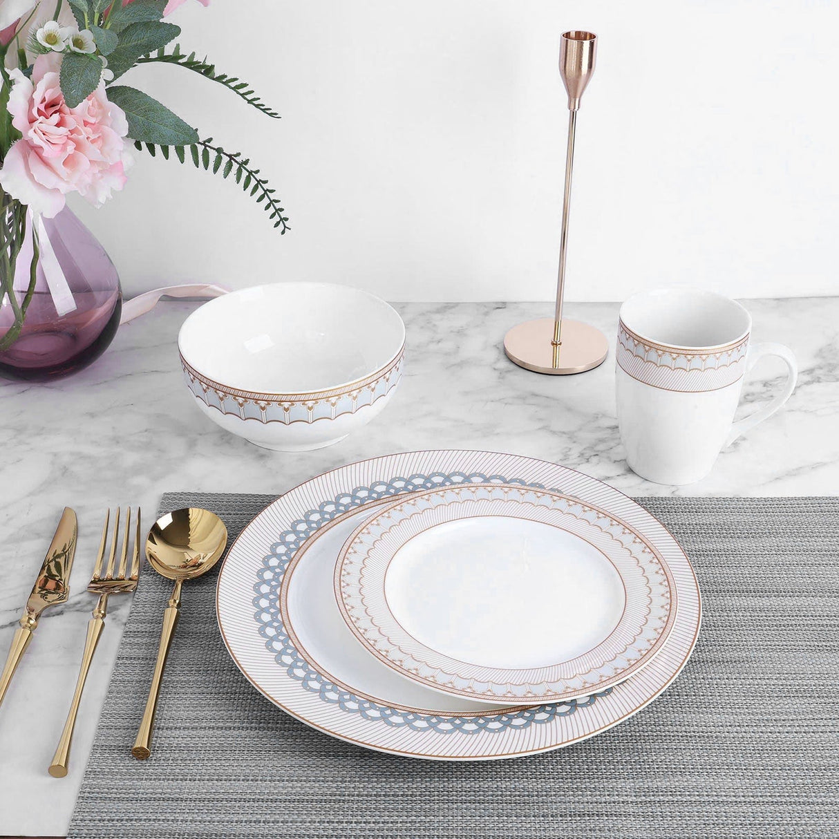 Grey Porcelain Dinner Set