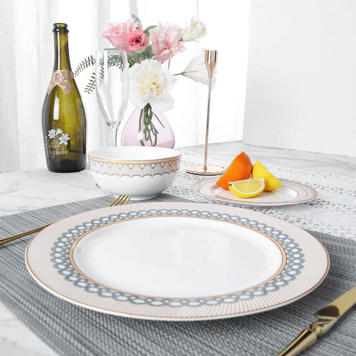 Brown Porcelain Dinner Set