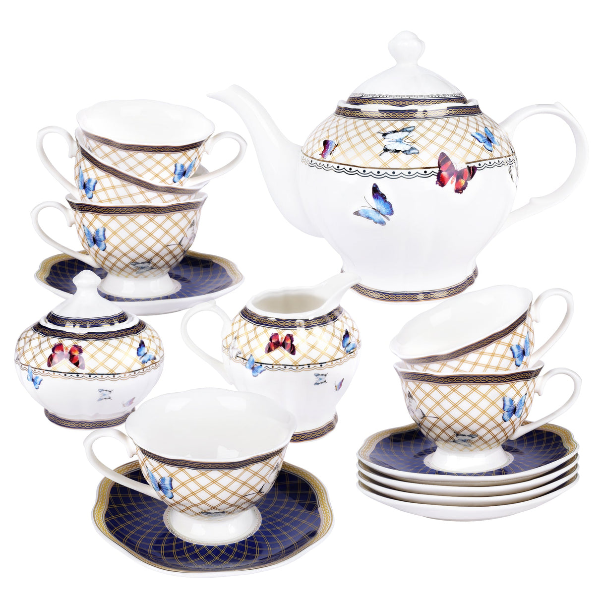 British Butterfly Porcelain Tea Set