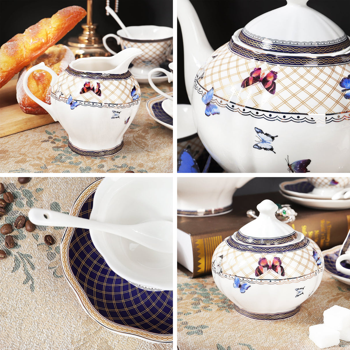 British Butterfly Porcelain Tea Set