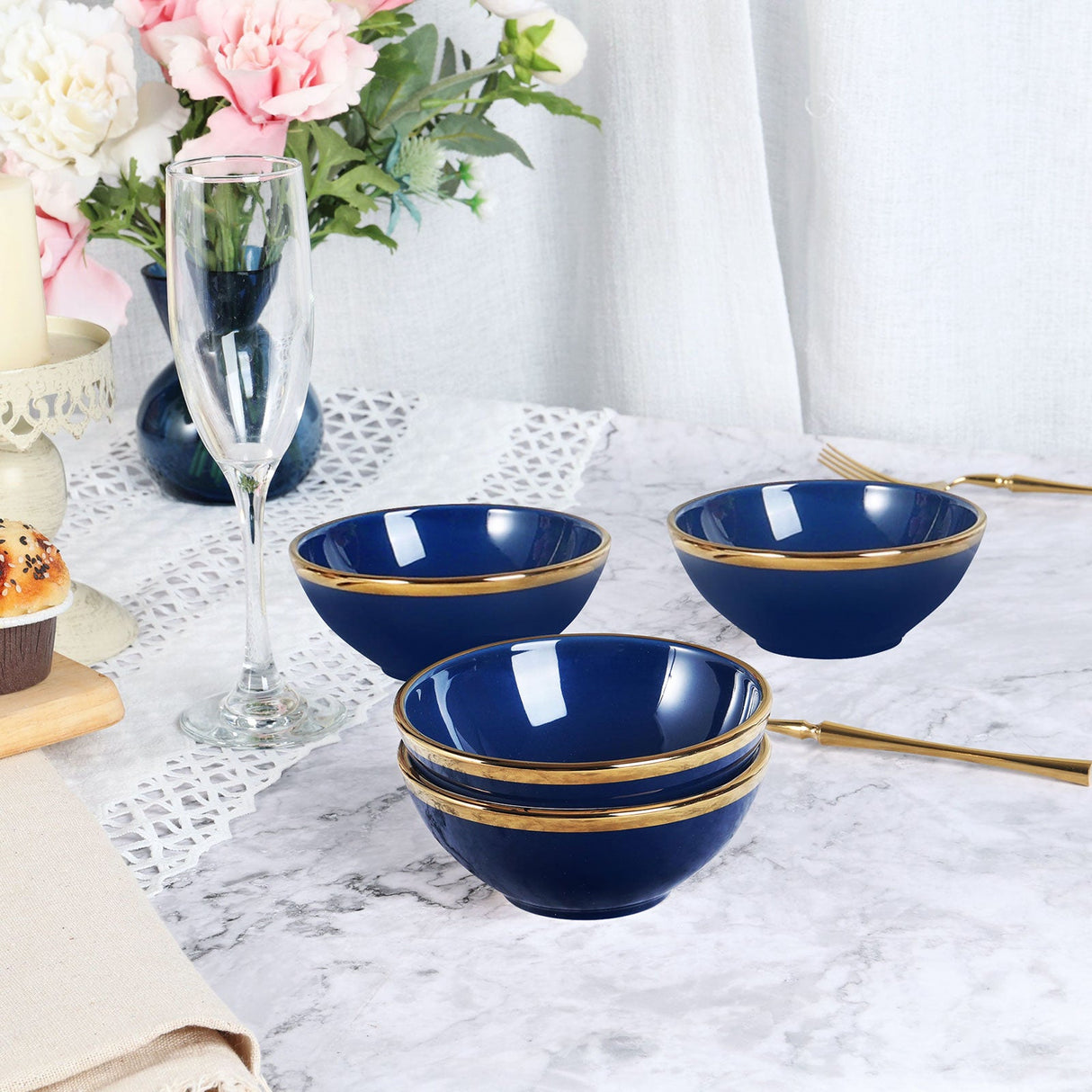 Navy Blue Porcelain Bowl Set