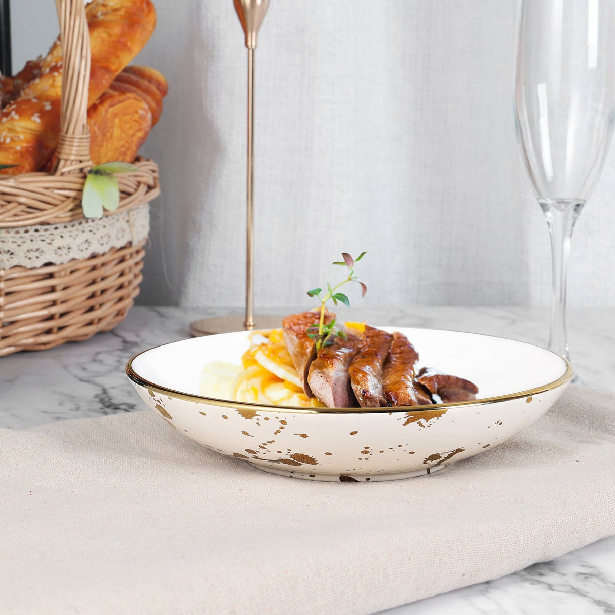 Marble Porcelain Pasta Bowl Set