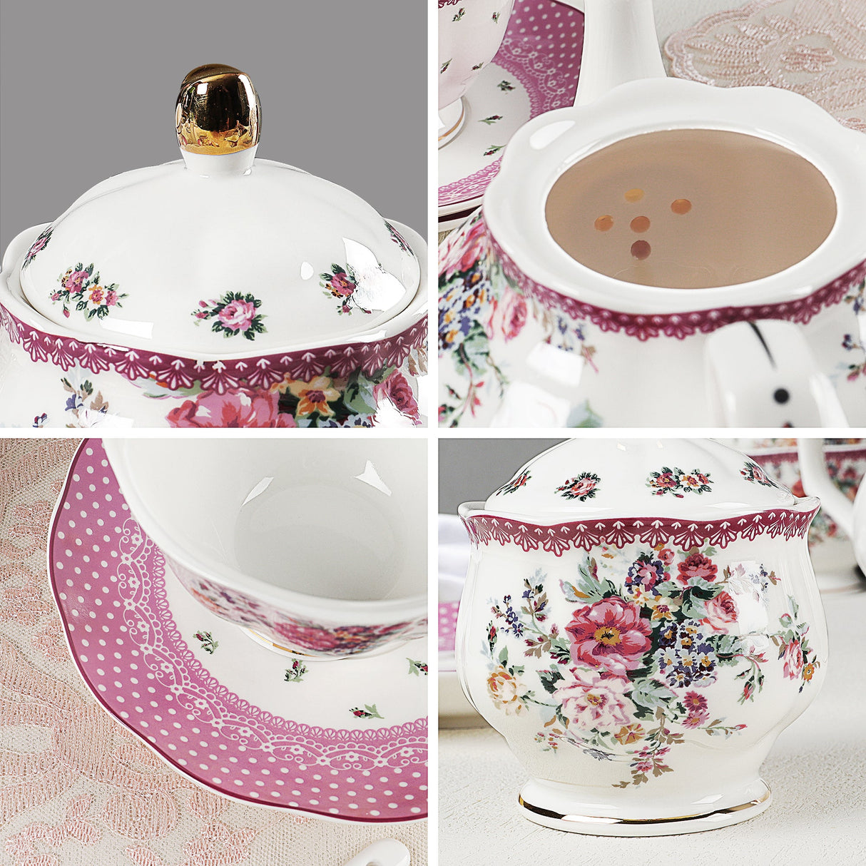 Blue Floral Porcelain Tea Set