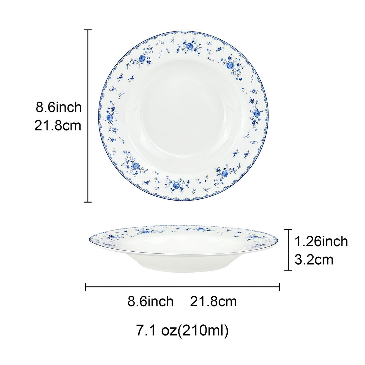 Blue Floral Porcelain Plates Set
