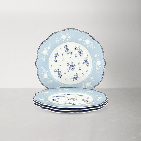 Blue Floral Porcelain Plates Set