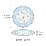Blue Floral Porcelain Plates Set
