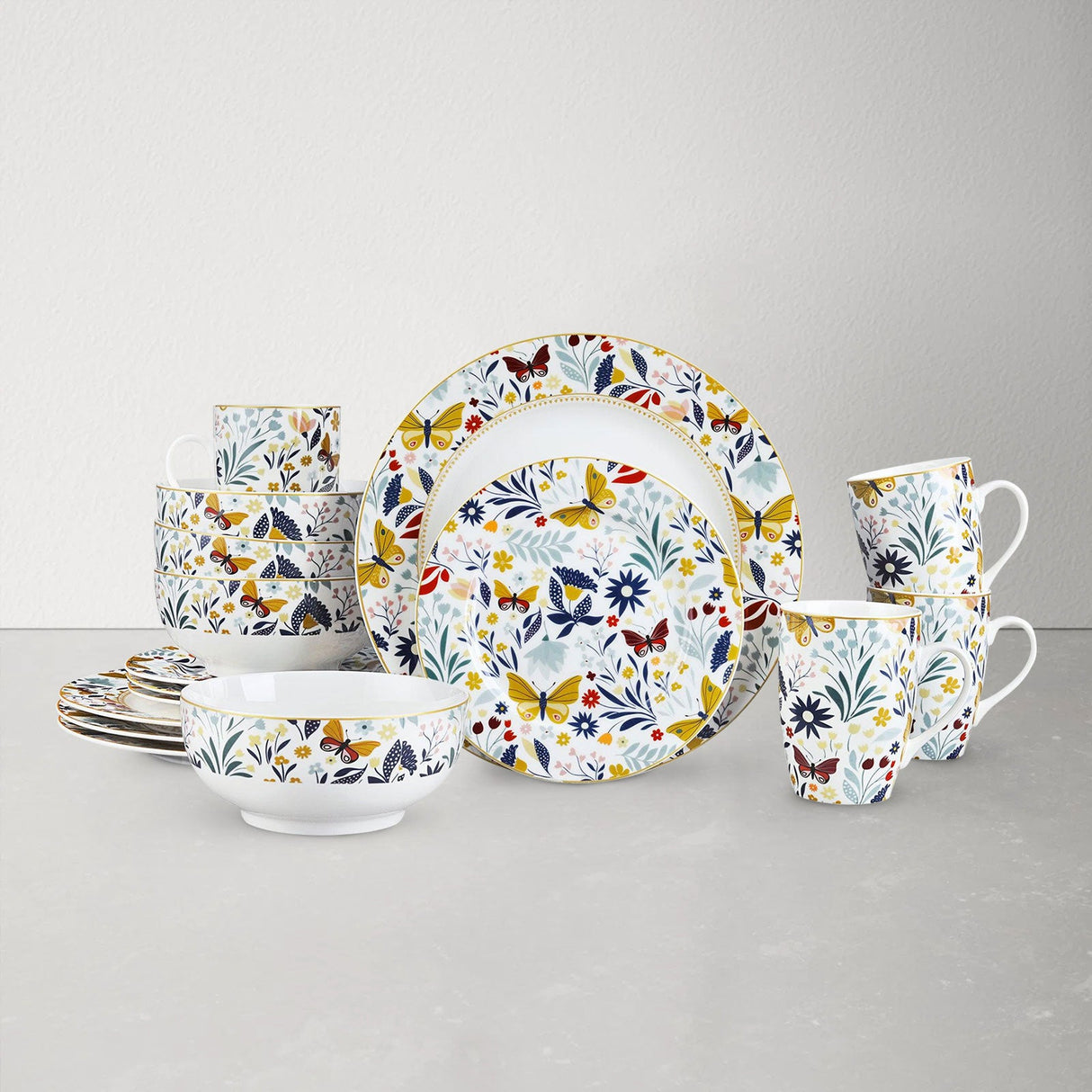 Butterfly Floral Porcelain Tableware Set