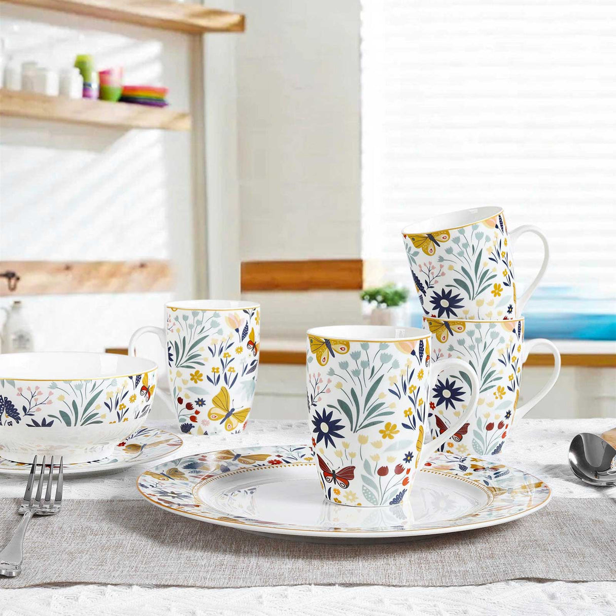 Butterfly Floral Porcelain Tableware Set