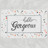 Feblilac Hello Gorgeous Terrazzo Pattern Bath Mat, Quotation Soft Plush Water-Absorbent Multiple Sized, Anti Slip Toilet Mat, Soft Thick Bathroom Carpet, Art Bathroom Mats, Best Bath Rugs, Hot Shower Mat Non Slip, Toilet Rug