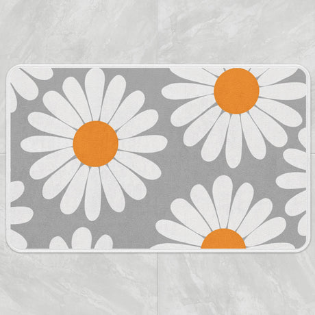 Feblilac White Daisy Green Bath Mat, Flower Bathroom Rug, Floral Soft Plush Water-Absorbent  Multiple Sized Floral Anti Slip Toilet Mat, Soft Thick Bathroom Carpet, Art Bathroom Mats, Best Bath Rugs, Hot Shower Mat Non Slip, Toilet Rug