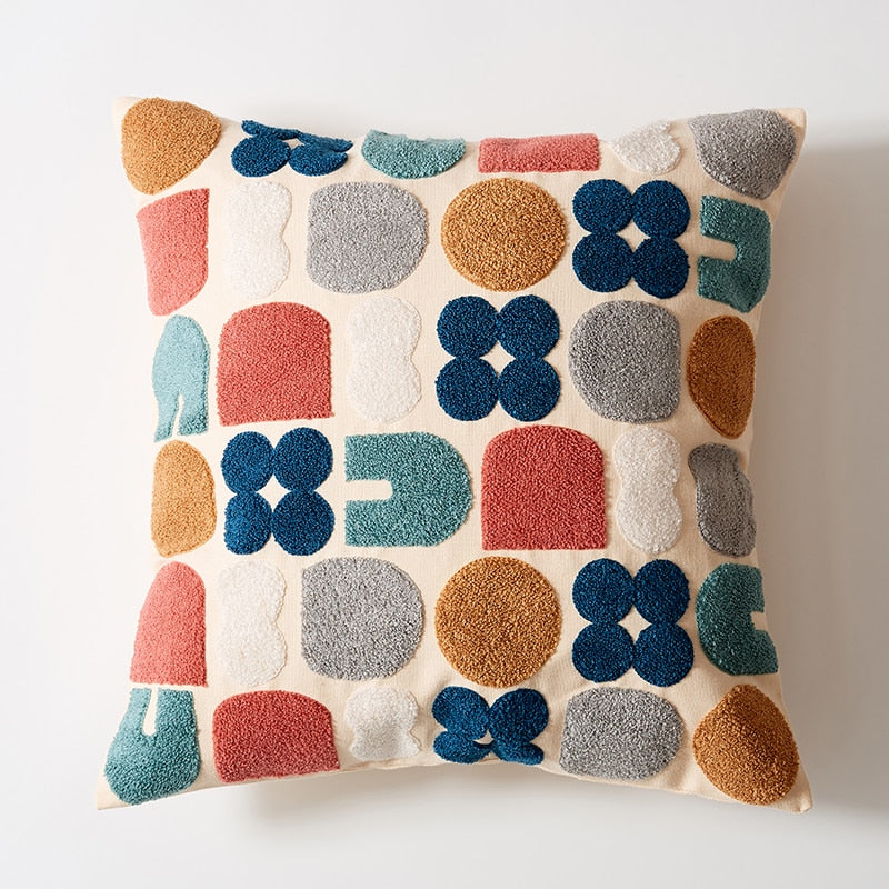 Abstract Geometric Cushion Cover Throw Pillow with Embroidery