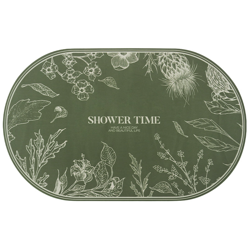 Flower Garden Green Diatomaceous Earth Bath Mat