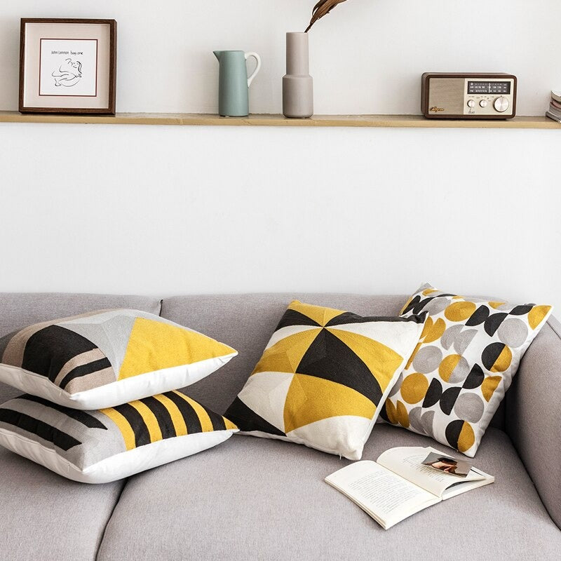 Geometry in Yellow Pillow Covers