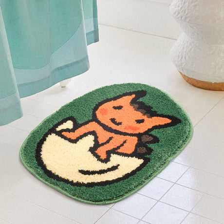 Green Eggshell Dinosaur Bath Mat