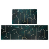 Feblilac Green Golden Abstract Door Pattern PVC Leather Kitchen Mat