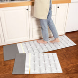 Feblilac Grey Line Art Abstract Leaves PVC Leather Kitchen Mat