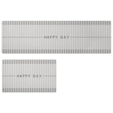 Feblilac Grey and Brown Stripe Happy Day PVC Leather Kitchen Mat