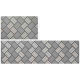 Feblilac Grey and White Lines Geometric Pattern PVC Leather Kitchen Mat