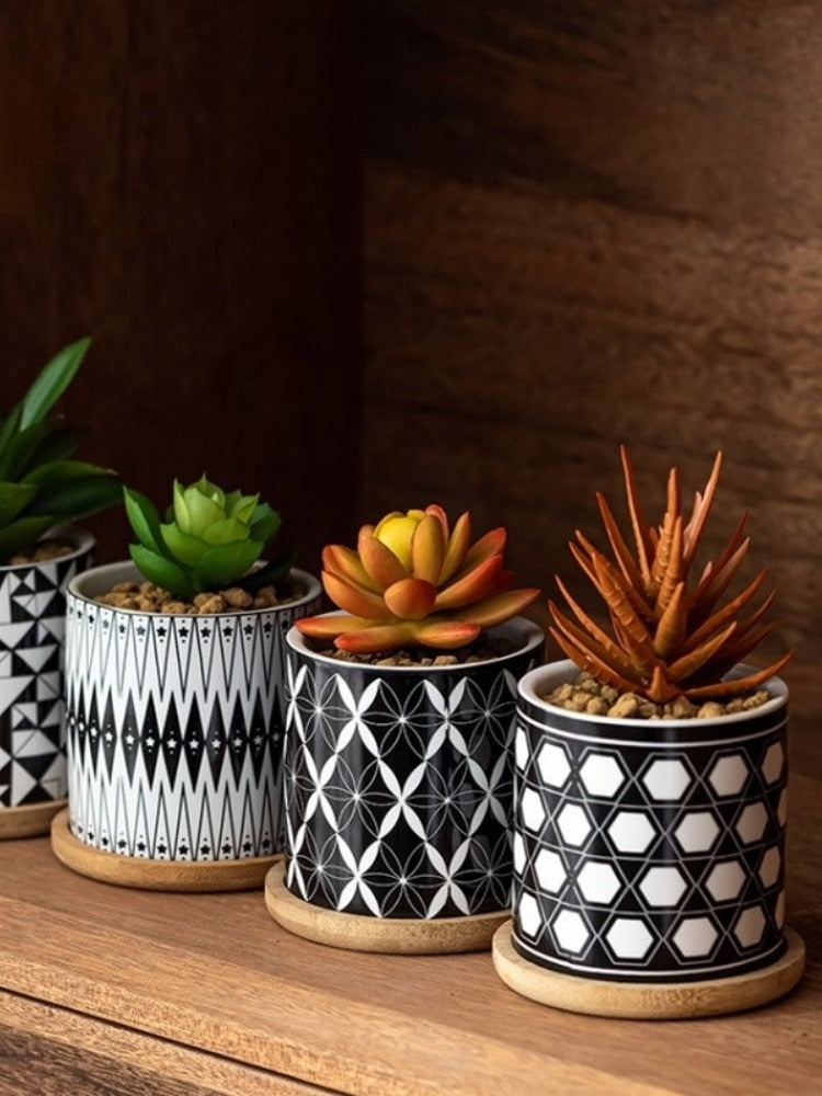 Cottagecore Ceramic Cylinder Flower Pot