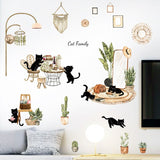 Nordic Plant Cat Wall Sticker