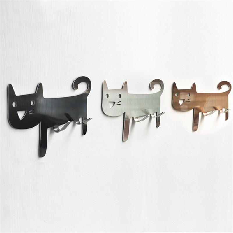 Creative Cat Self-Adhesive Clothe Rack