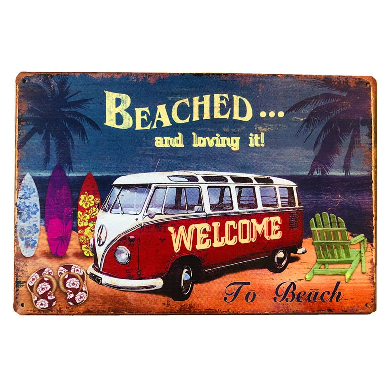 Vintage Minibus Trip Metal Posters