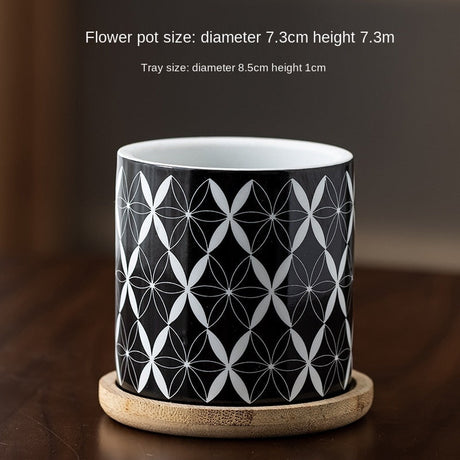 Cottagecore Ceramic Cylinder Flower Pot