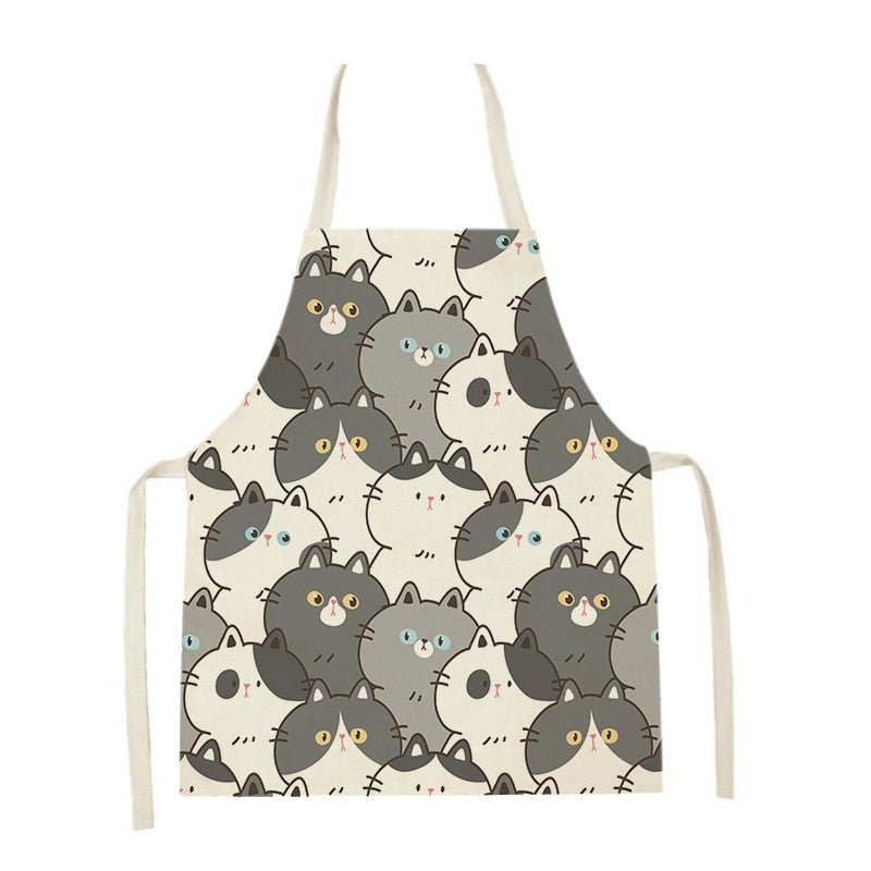Cute Cat Print Kitchen Apron
