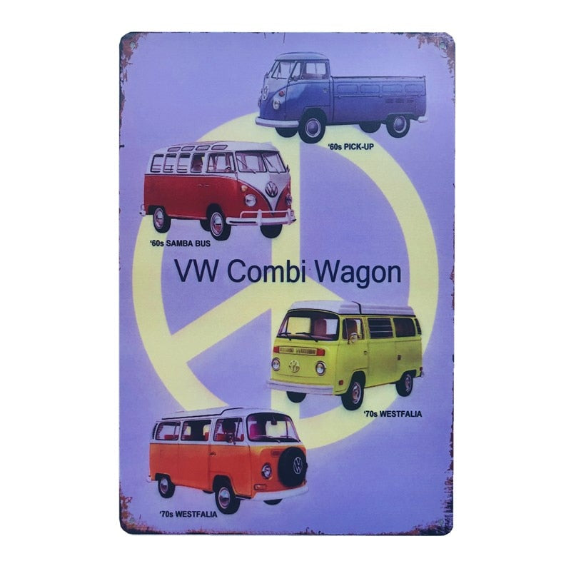 Vintage Minibus Trip Metal Posters