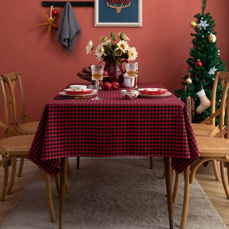 Rose Red Black Plaid Tablecloth