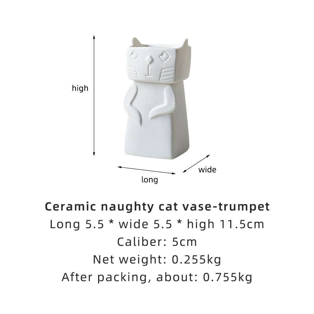 Cat Ceramic Creative Vase