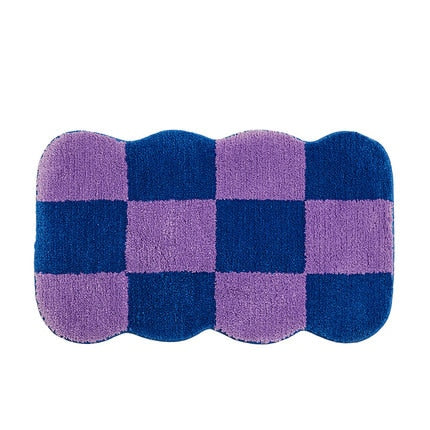Checkered Fluffy Grids Rug