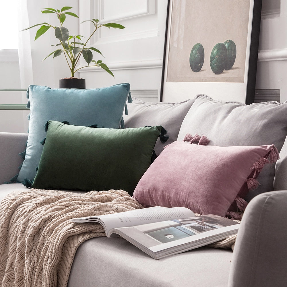 The Boho Velvet Tassel Pillow Cover Collection