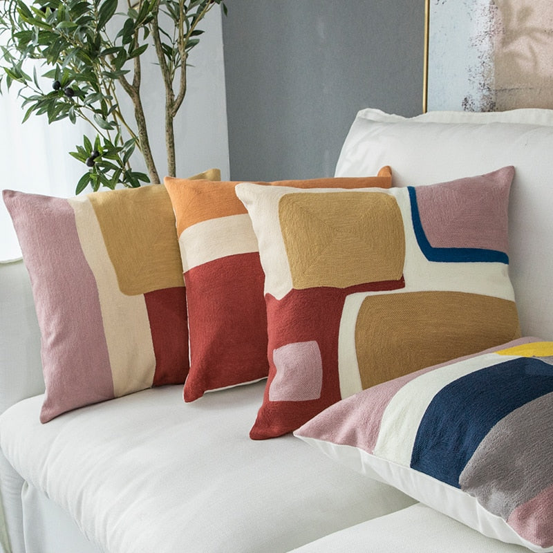 The Abstract Expressionist Embroidered Pillow Cover Collection