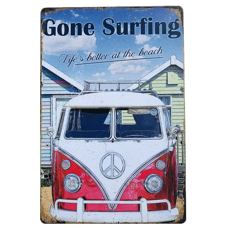 Vintage Minibus Trip Metal Posters