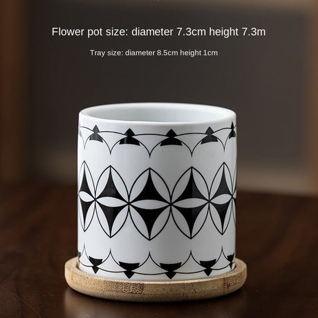 Cottagecore Ceramic Cylinder Flower Pot