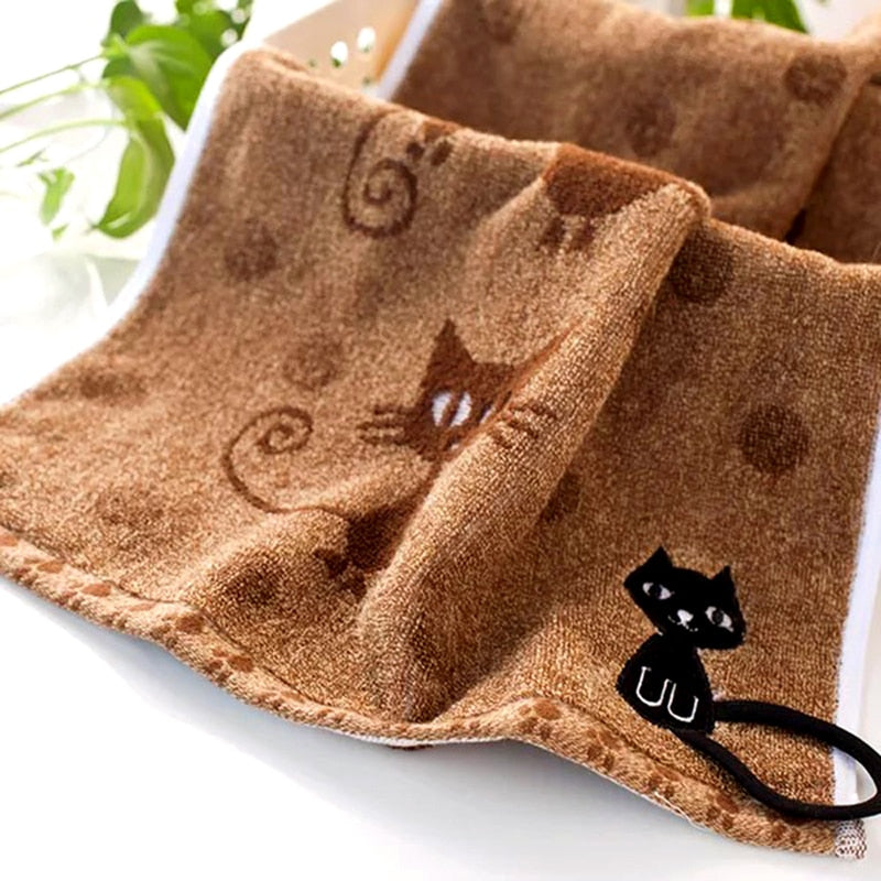 Cartoon Cat Pattern Face Towel