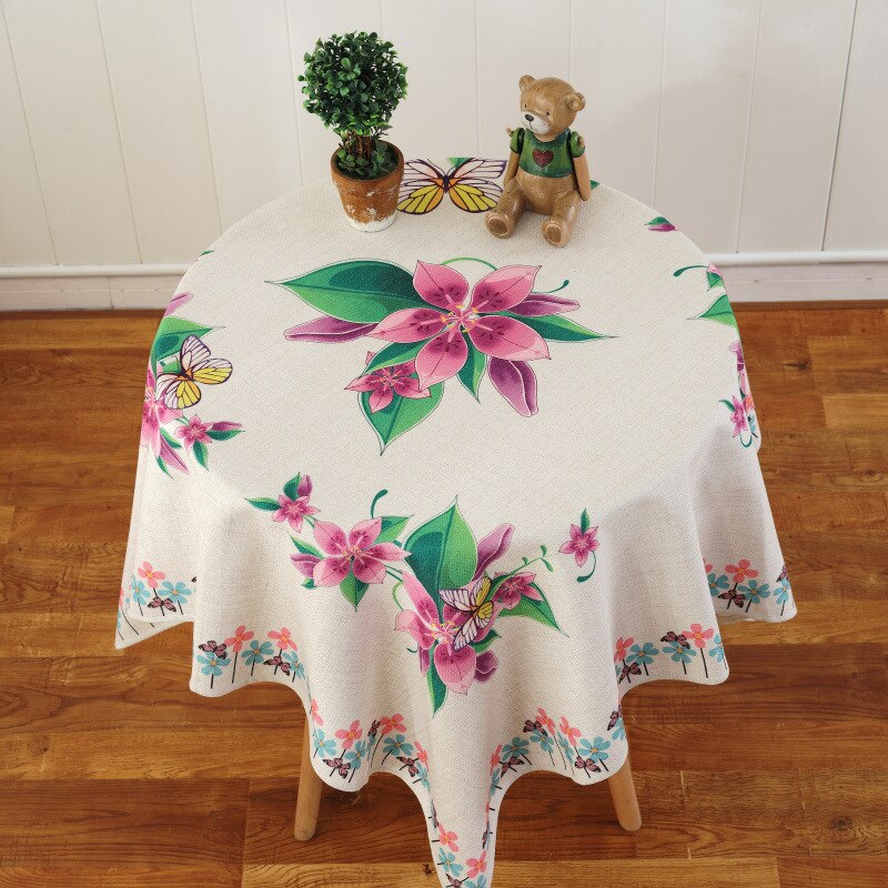 Fractal Proud Rose Linen Tablecloth