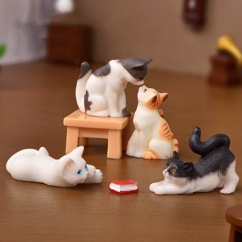 6pc DIY Cute Cat Resin Figurine