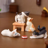 6pc DIY Cute Cat Resin Figurine