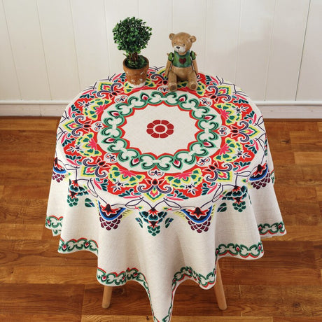 Fractal Proud Rose Linen Tablecloth